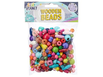 Korálky dřevěné barevné mix tvarů a velikostí/ 100g