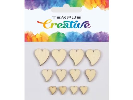 Dřevěné výřezy srdce 3 velikosti/12ks