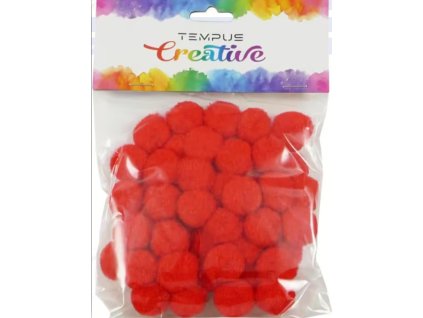 Pompony-plyšové červené 20mm/50ks