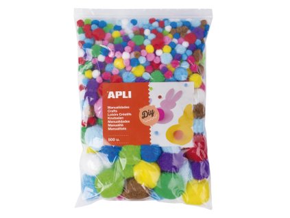 Pompony kuličky mix barev a velikostí JUMBO SET 500ks