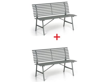 1 + 1 ZDARMA - kovová zahradní lavička šedá