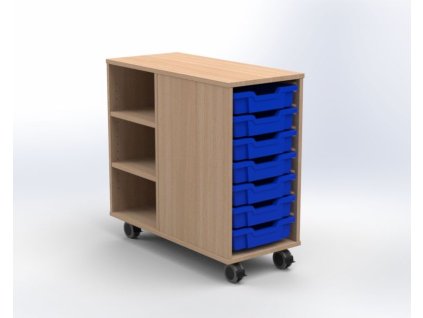 Kontejner na kolečkách + 7 plastových zásuvek