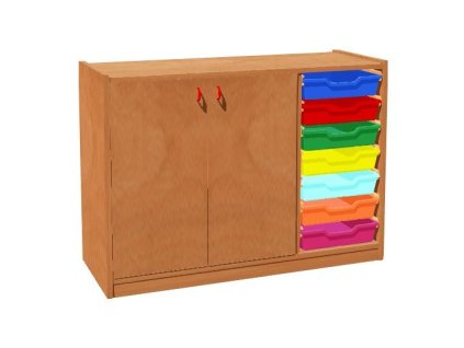 Skříňka se 2 dvířky vlevo a 7 plastovými zásuvkami