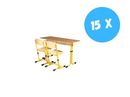 15 x sestava dvoumístná GABI II. stavitelná + ZDARMA uč. katedra bez zásuvky + učitelská židle