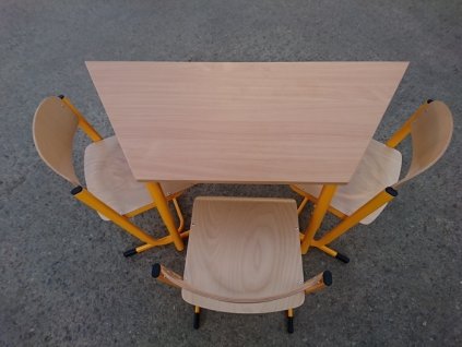 Multi sestava ARMAN - 1 x stůl  lichoběžník 120x60cm + 3 židle