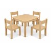 Sestava MAJA - přírodní = 1 stůl čtverec 80 x 80 cm + 4 židle s kluzáky