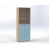 Skříň čtyřdvéřová, horní dveře proskledné, v. 215 cm, offiCe