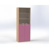 Skříň čtyřdvéřová, horní dveře proskledné, v. 215 cm, offiCe