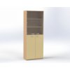 Skříň čtyřdvéřová, horní dveře proskledné, v. 215 cm, offiCe