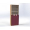 Skříň čtyřdvéřová, horní dveře proskledné, v. 215 cm, offiCe