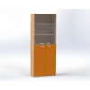 Skříň čtyřdvéřová, horní dveře proskledné, v. 215 cm, offiCe
