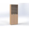Skříň čtyřdvéřová, horní dveře proskledné, v. 215 cm, offiCe