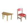 Sestava MAJA - barevná hrana = 1 stůl lichoběžník 120 x 60 cm + 4 židle s kluzáky