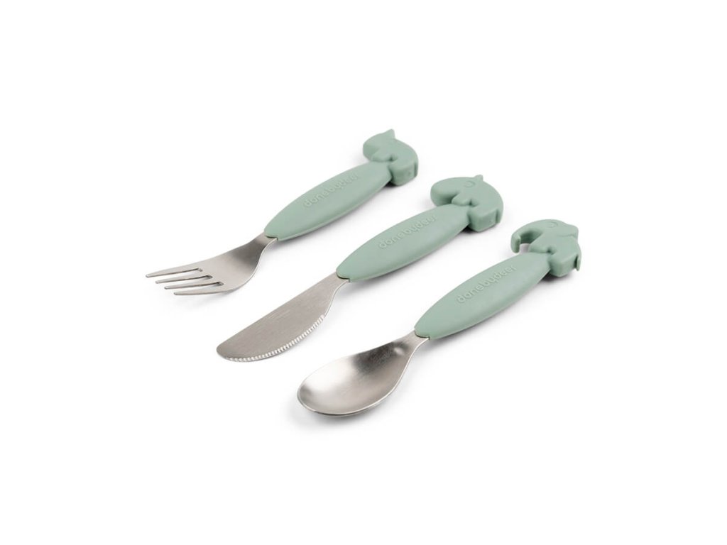 Easy-grip příborový set Deer freinds - zelený