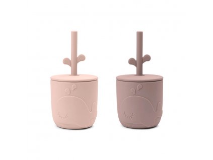 Peekaboo set hrnečků s brčkem Wally 2ks - růžový