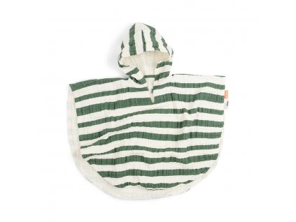 Pončo s kapucí Stripes GOTS - zelené