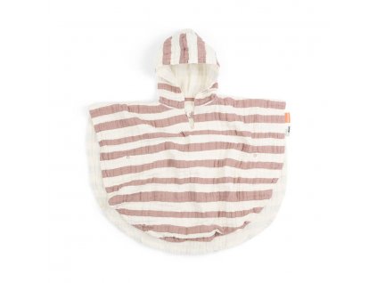 Pončo s kapucí Stripes GOTS - růžové