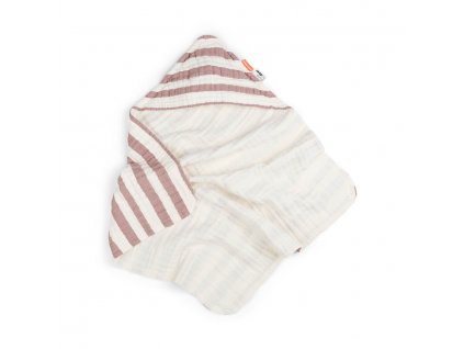 Osuška s kapucí Stripes GOTS - růžová