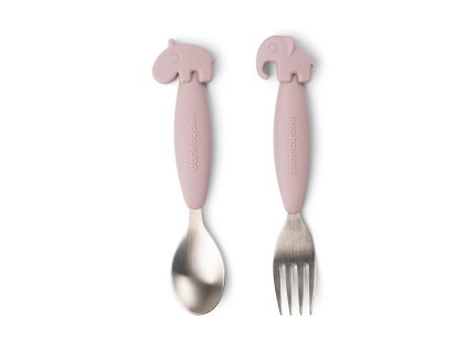Easy grip set lžíce a vidličky Deer friends - růžová