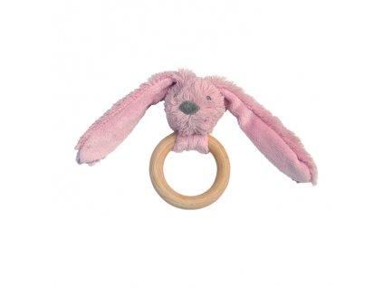 Happy Horse | Králíček Old pink Richie s dřevěným kroužkem velikost: 12 cm