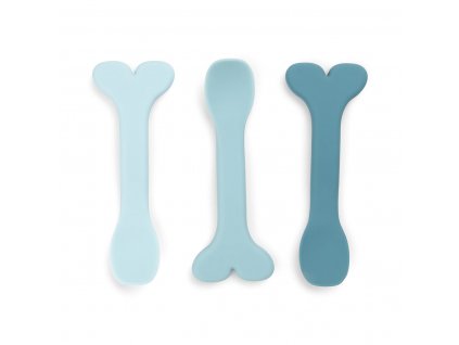 Silikonové baby lžičky Wally 3ks - modré