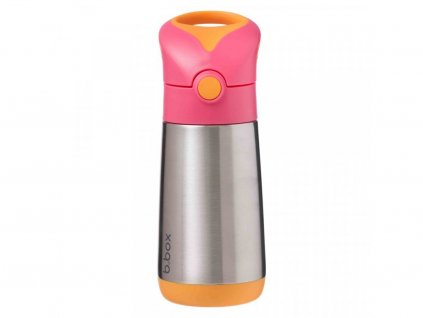 Termoska na pití s brčkem 350 ml - Růžová/oranžová