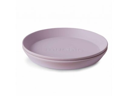 Mushie - Kulatý talíř 2ks - Soft Lilac