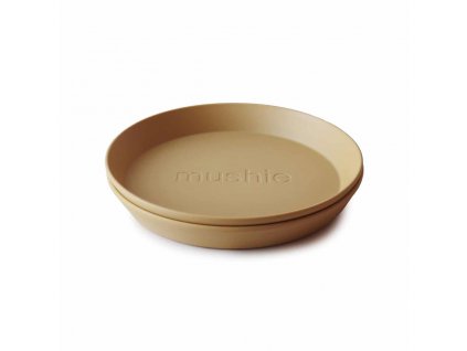 Mushie - Kulatý talíř 2ks - Mustard