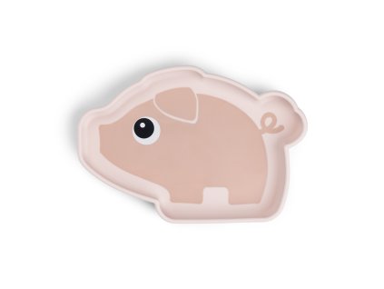 Silikonový talíř stick and stay Pigee - růžový