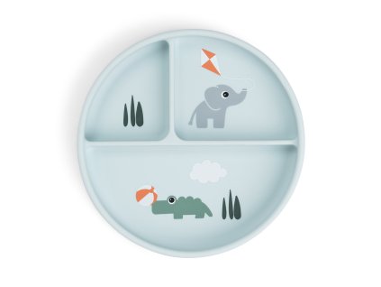 Stick and stay jídelní talíř Playground - modrý