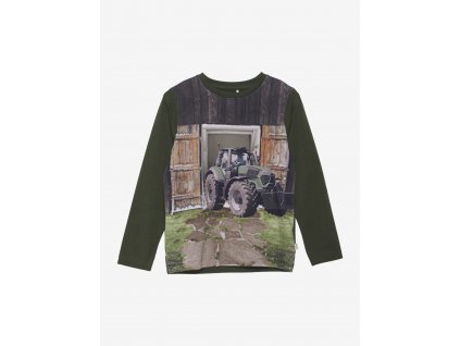 Minymo - Chlapecké tričko - Khaki traktor