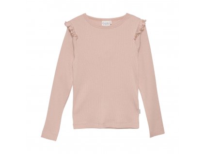 Minymo - Žebrované tričko - pudrově růžové