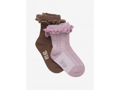 Minymo - Dívčí ponožky s krajkovým lemem - 2pack - Elderberry