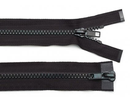 Kostěný zip, dělitelný, 2 jezdce Černý 150cm