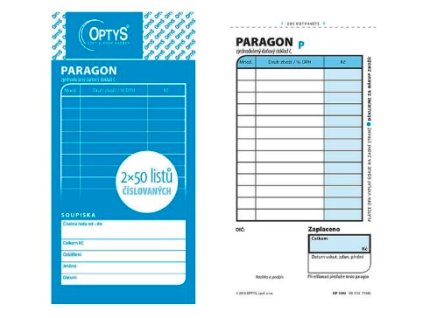 Obchodní paragon 2x50 listů číslovaný - OP 1092