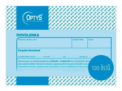 OPTYS - Dovolenka 100 listů