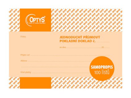 OPTYS - Jednoduchý příjmový pokladní doklad A6 propisovací - OP 1302