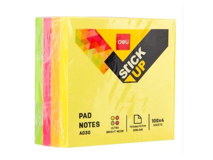 DELI - bloček NEON mix samolepící 76x76