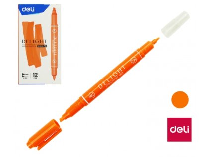 Zvýrazňovač DELI oboustranný EU011-OR oranžový