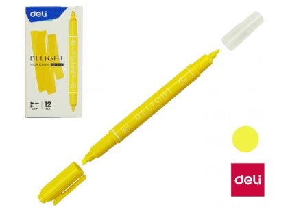 Zvýrazňovač DELI oboustranný EU011-YL žlutý