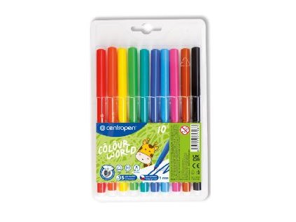 Sada 10 barevných fixů Centropen s ergonomickým úchopem a ventilačním chránítkem, vhodná pro děti i školní výtvarnou výchovu z www.majjam.cz