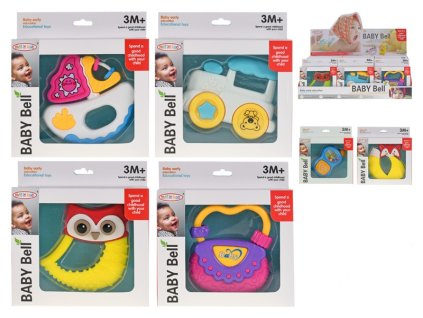 Chrastítko 8–11 cm pro děti od 3m+ – 6 druhů (kabelka, sova, liška, telefon, vlak, loďka), cena za 1 ks z www.majjam.cz