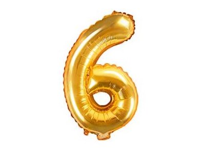 Balón fóliový číslo, 35cm - 6 - zlatá