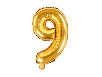 Balón fóliový číslo, 35cm - 9 - zlatá