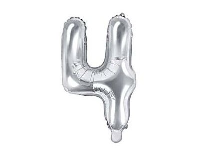 Balón fóliový číslo, 35cm - 4 - stříbrná