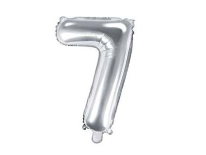 Balón fóliový číslo, 35cm - 7 - stříbrná