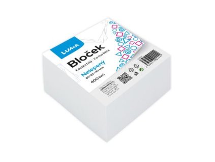 Bílý bloček kostka 85×85×40 mm – nelepený, 400 listů – www.majjam.cz