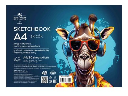 KOH-I-NOOR SKETCHBOOK, 20 listů, bílý skicák A4 na šířku
