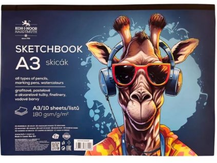 KOH-I-NOOR SKETCHBOOK, 10 listů, bílý skicák A3 na šířku
