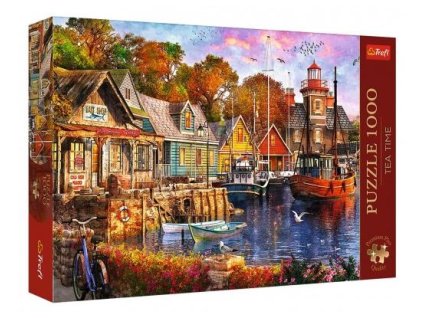 Puzzle Premium Plus - Čajový čas: Přímořský přístav 1000 dílků 68,3x48cm